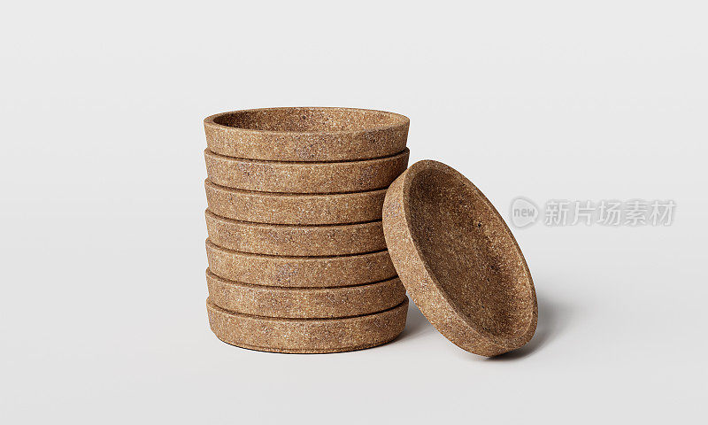Cork Coaster with White Background. 3D Rendering